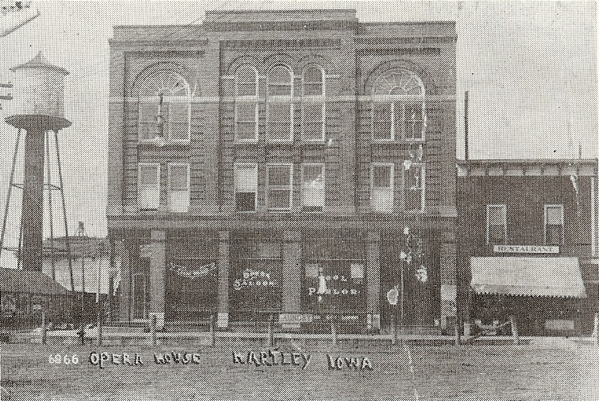 Old photo of Opera House in Hartley, Iowa